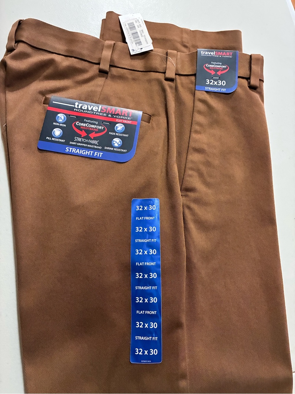 Men's Straight Fit Flat Front Pants - Brown